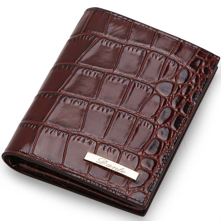 Leather Wallet Bifold Patterned Crocodile